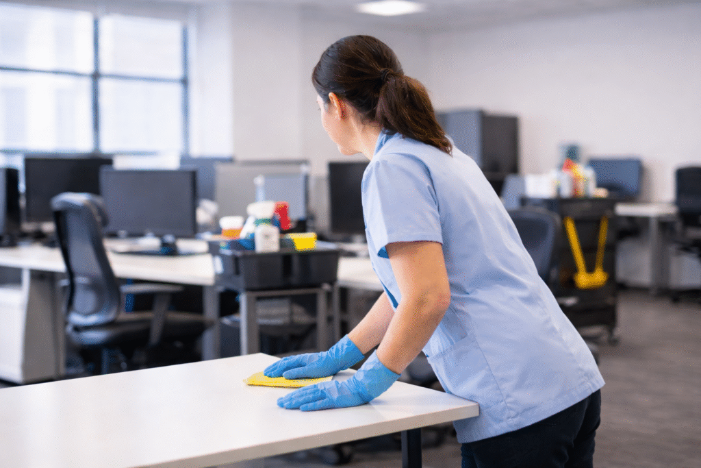 Professional commercial cleaning in a modern Toronto office